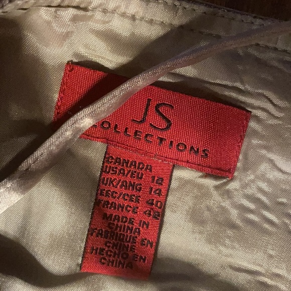 JS COLLECTION FORMAL / wedding LACE / SATIN OVERLAY LONG TANK DRESS  sz 10 TAUPE - Picture 16 of 16